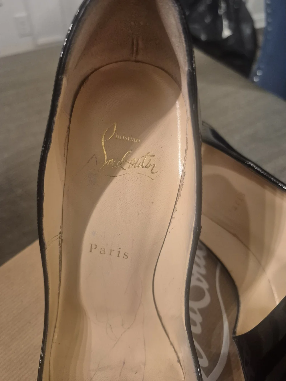 Christian Louboutin Black Patent Leather Pointed Pumps with Red Sole